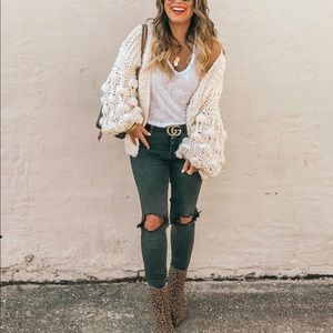 White Pom Pom cardigan